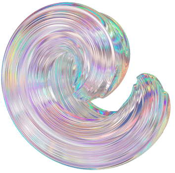 3D Metallic chrome shape, iridescent abstract twist holographic form png