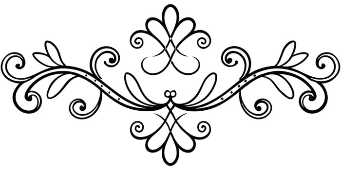 A black and white drawing of a scroll design vector