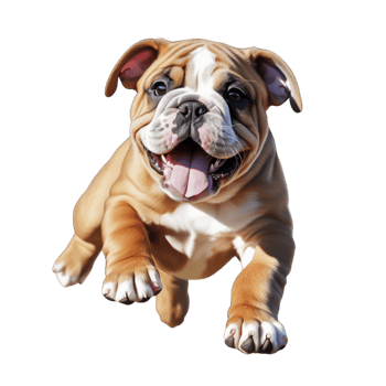 Happy bulldog puppy running forward a playful expression png