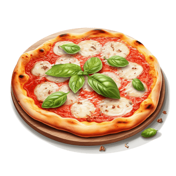 margherita pizza basil melted cheese png