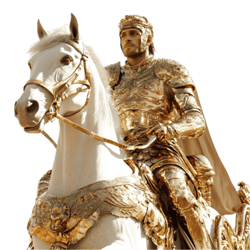 Royal Golden Knight Statue on a Horse png