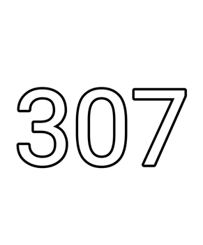 Black and white color numbers 307 png