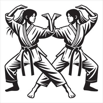 Taekwondo Girl Silhouette in Motion Design vector