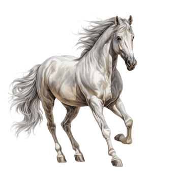 Majestic white horse galloping power grace png