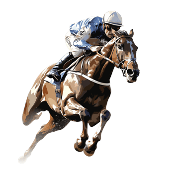 Skilled jockey riding a racehorse at full speed png