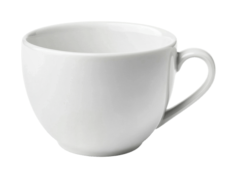 Plain white ceramic cup with handle on transparent background, cut out png