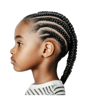 Profile of african female child with braided hair, cut out png