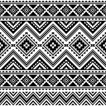 Tribal striped seamless pattern. Aztec geometric black white background. For fabric design for clothes, accessories, decorative paper, wrapping, web design, etc. vector