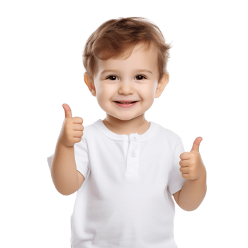 Happy young child showing a cheerful thumbs up gesture png