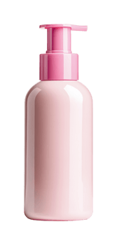 Pink lotion pump bottle for skincare and beauty products, cut out png