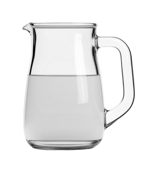 Clear glass pitcher filled with water, cut out png