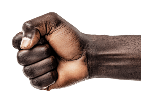 Close-up of african adult male hand with clenched fist, cut out png