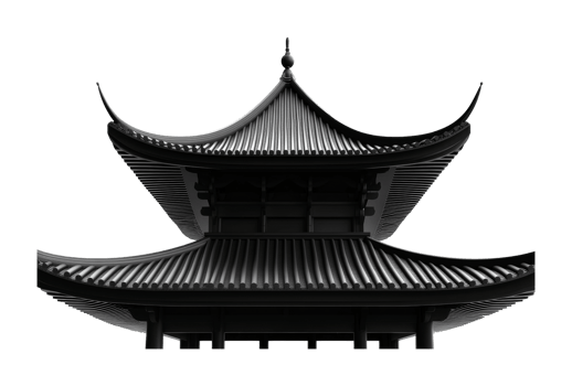 Elegant symmetry of traditional asian pagoda roof architecture, cut out png