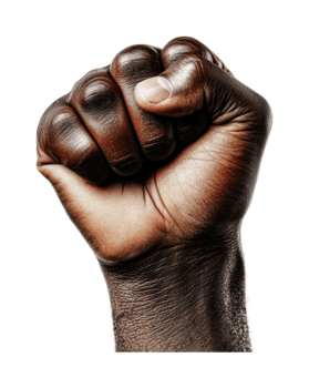 African american male hand clenched in symbolic fist of strength and unity, cut out png