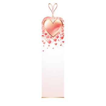 Delicate heart themed bookmark a romantic pink gradient design png