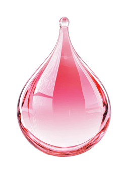 Pink glass teardrop ornament with gradient effect, cut out png