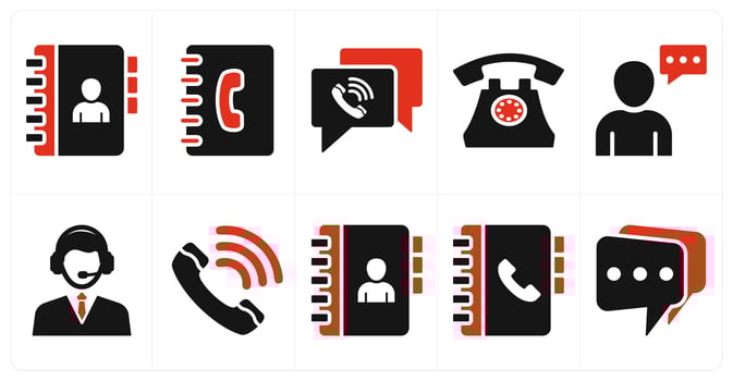 Set of ten 10 mix icons as contacts book, business contacts, calling vector