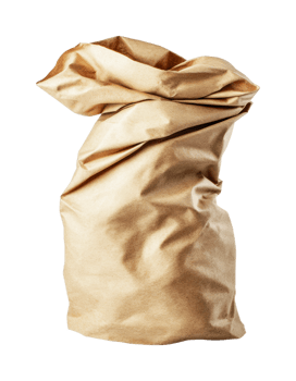 Crumpled brown paper bag with textured surface, cut out png
