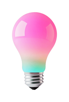 Vibrant gradient light bulb with pink and aqua hues, cut out png