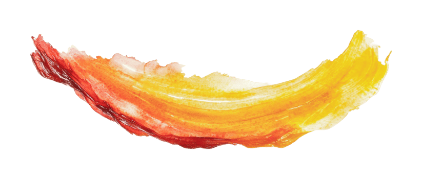Vibrant red and yellow paint brush stroke, cut out png