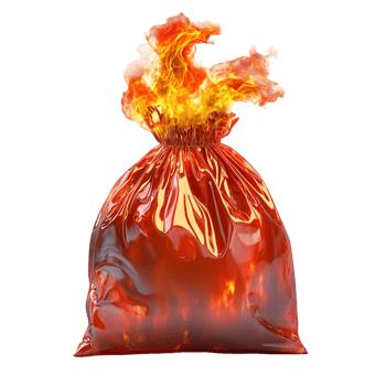Flaming Waste Bag Transparent Background png