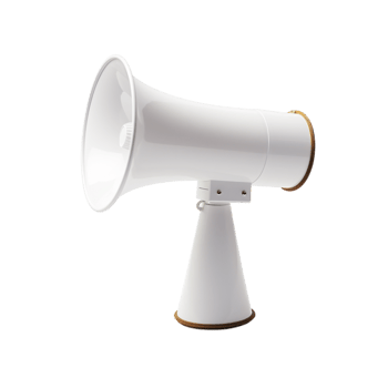 White megaphone a goldrimmed speaker for amplifying sound png