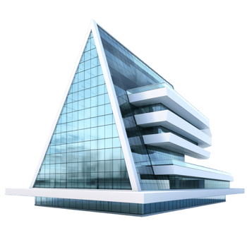 glass pyramidshaped building reflective windows png