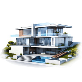 Luxurious villa a swimming pool balconies png