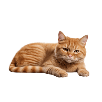 Cute orange tabby cat lying down a ed expression png