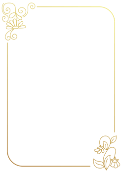 Elegant floral border, A4 stationery frame with gold luxury accents png