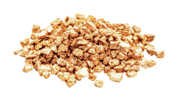 Shiny gold nuggets pile, cut out png