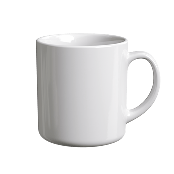 Simple white ceramic coffee mug a curved hle png
