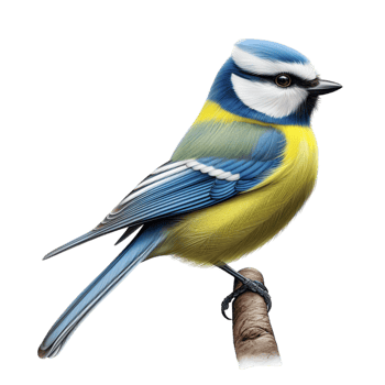 Colorful blue yellow bird perched on a small branch png