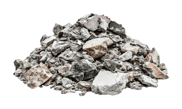 Pile of mixed rocks and rubble, cut out png