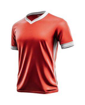 Red sports jersey with white accents, cut out png