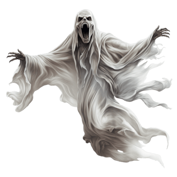 Scary ghost floating in the air an open mouth png