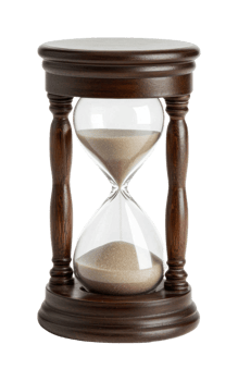 Wooden hourglass with flowing sand, cut out png