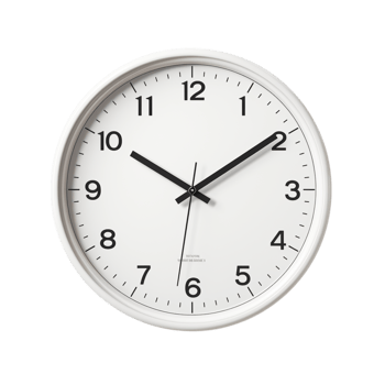Round white wall clock showing the time black hs png