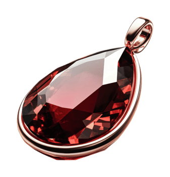 Elegant teardrop garnet pendant with rose gold setting, cut out png