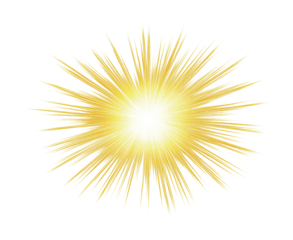Vibrant yellow starburst with radiating lines, cut out png