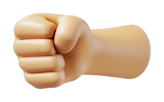 3d render of a human hand making a fist emoticon, cut out png
