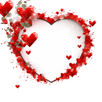 Heartshaped frame surrounded by floating red petals glowing accents looks magical dreamy png