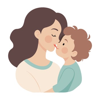 Sweet Mothers Day Moment of a Mother Kissing Her Child with Tender Cheer vector