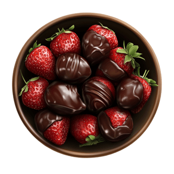 Fresh and Tasty Chocolate Covered Strawberries Served in a Bowl for a Sweet Indulgence png