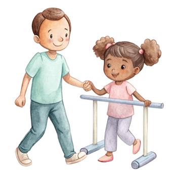 A little girl and a boy are holding hands while standing on a bar png