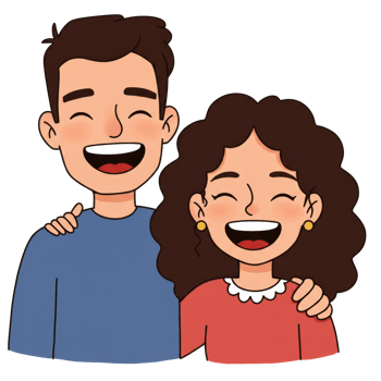 Happy Cartoon Couple Laughing Cute Digital Art png