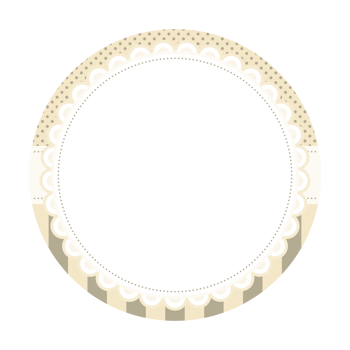 Light Beige Decorative Round Border with Scalloped Edge and Dotted Accents png