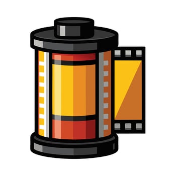 Roll of Photographic Film Icon and Film Roll Concept vector