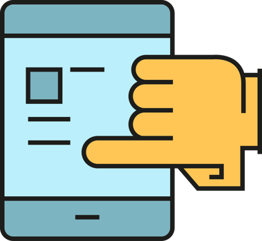 Hand Touching on Smartphone Icon png