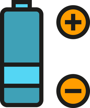 Battery with Plus and Minus Icon png